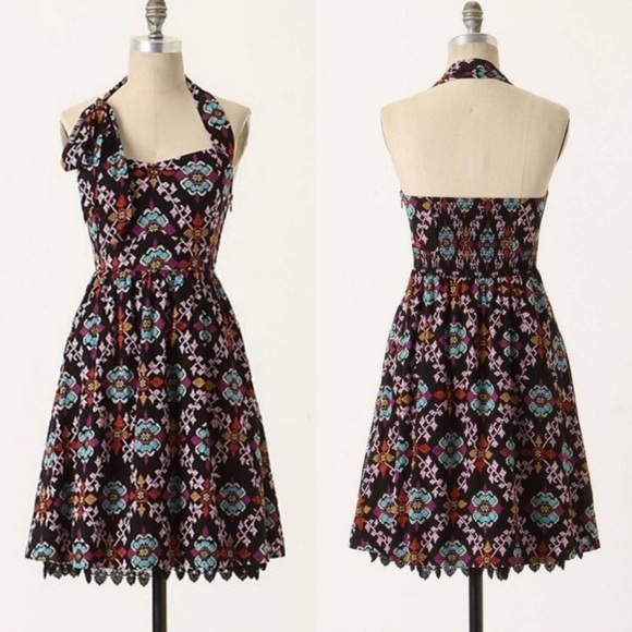Edme & Esyllte Dresses & Skirts - ANTHROPOLOGIE EDME & ESYLLTE Primula Halter Dress Sweetheart Collar Size 4